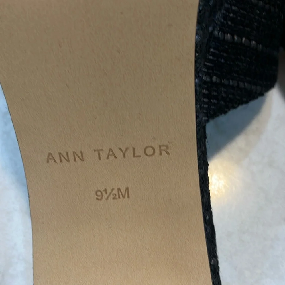 Ann Taylor Raffia Platform Mule‎ Sandals Black Sz 9.5- NIB